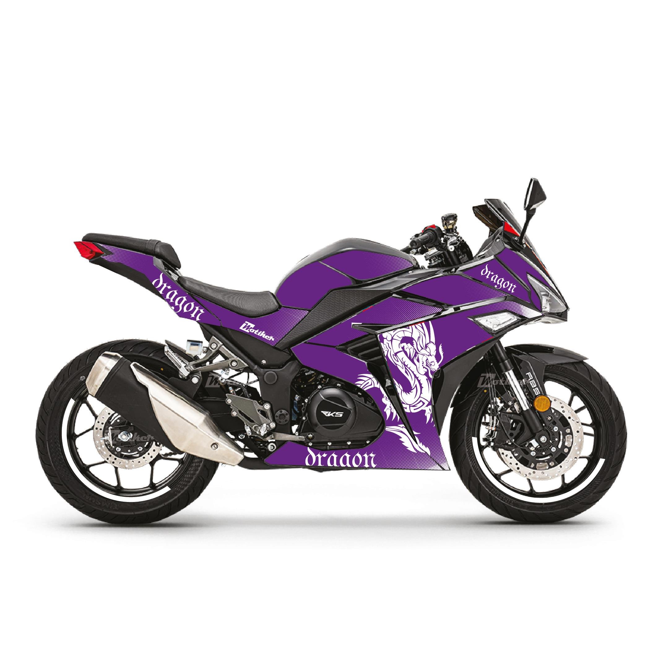 RKS R250 Mor Dragon  Parçalı Kaplama Sticker Etiket Modeli