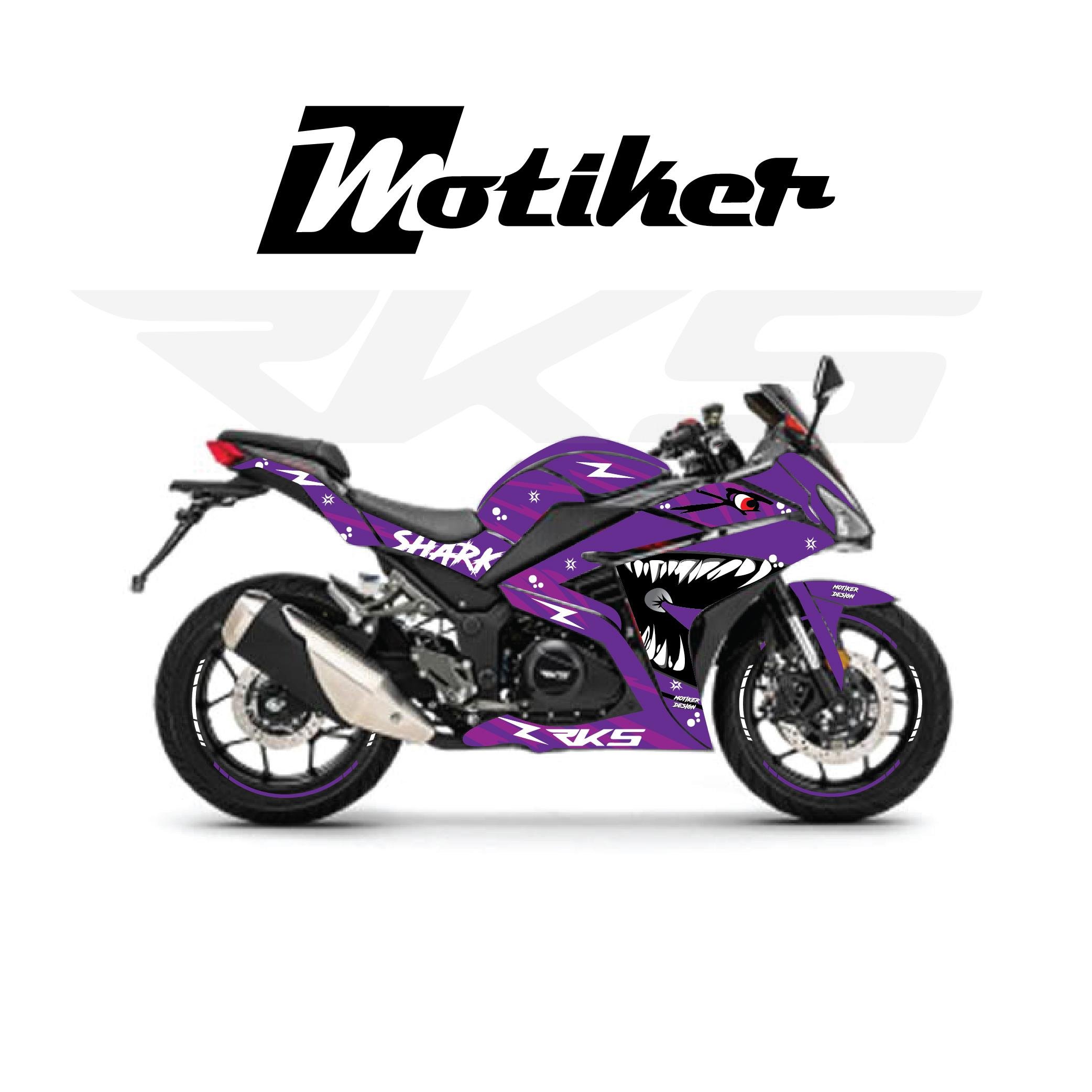 RKS R250 Mor Shark Köpekbalığı Parçalı Motosiklet Kaplama Modeli