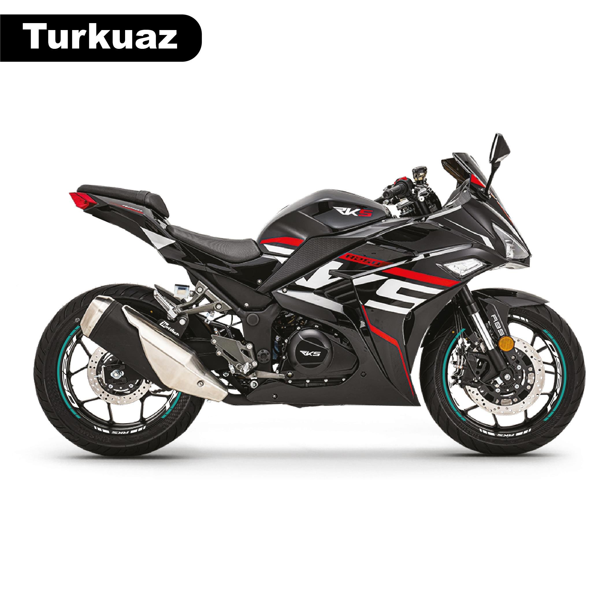 RKSRKS R250 Motosiklet Jant İç ve Dış Set Sticker Etiket Modeli Turkuaz