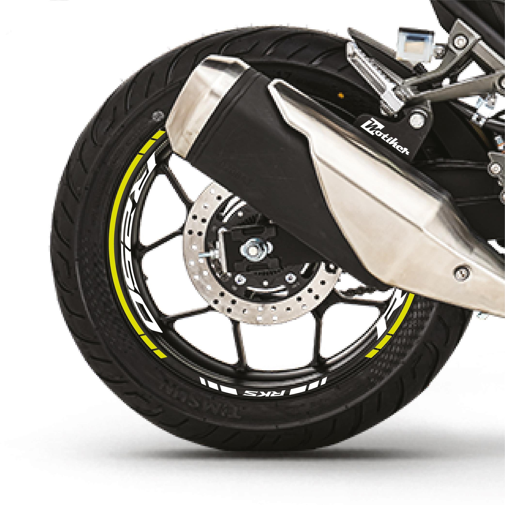 RKSRKS R250 Motosiklet Jant İç ve Dış Set Sticker Etiket Modeli Neon Sarı