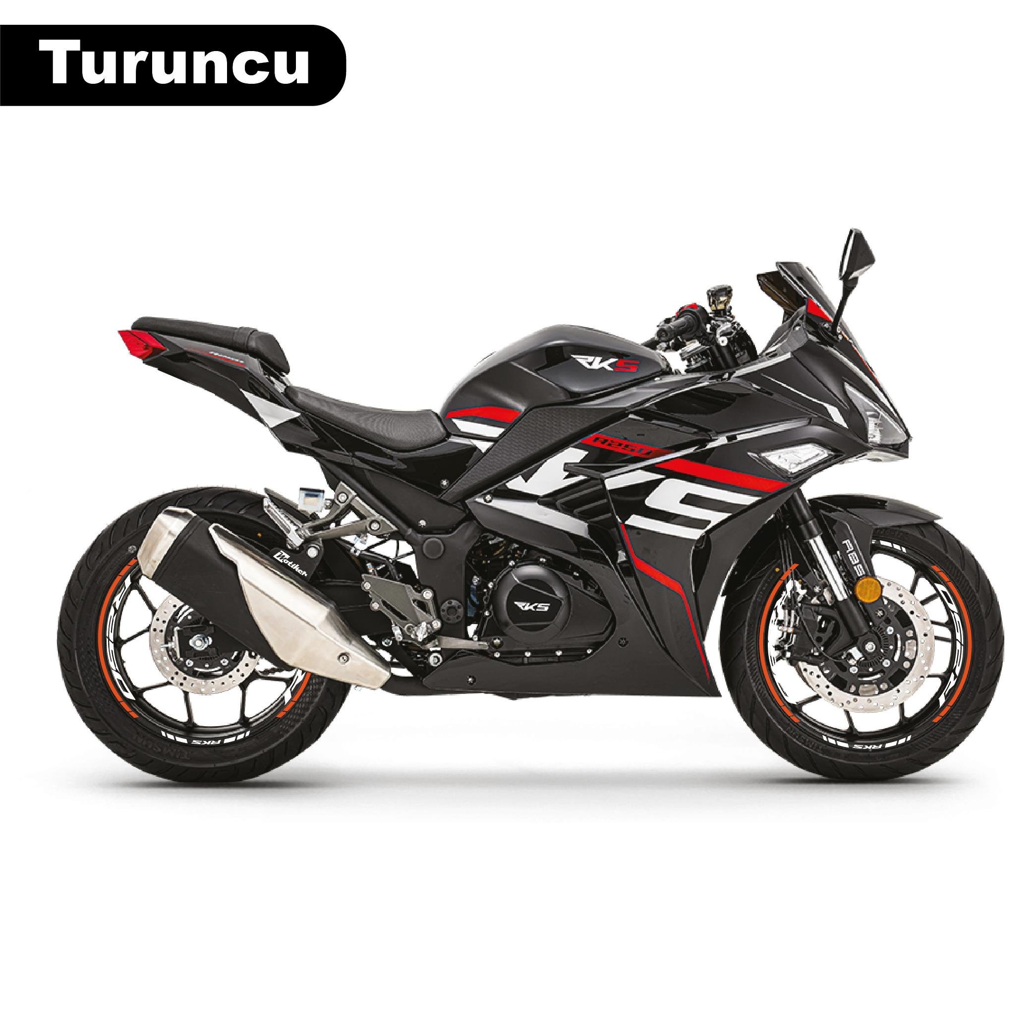 RKSRKS R250 Motosiklet Jant İç ve Dış Set Sticker Etiket Modeli Turuncu