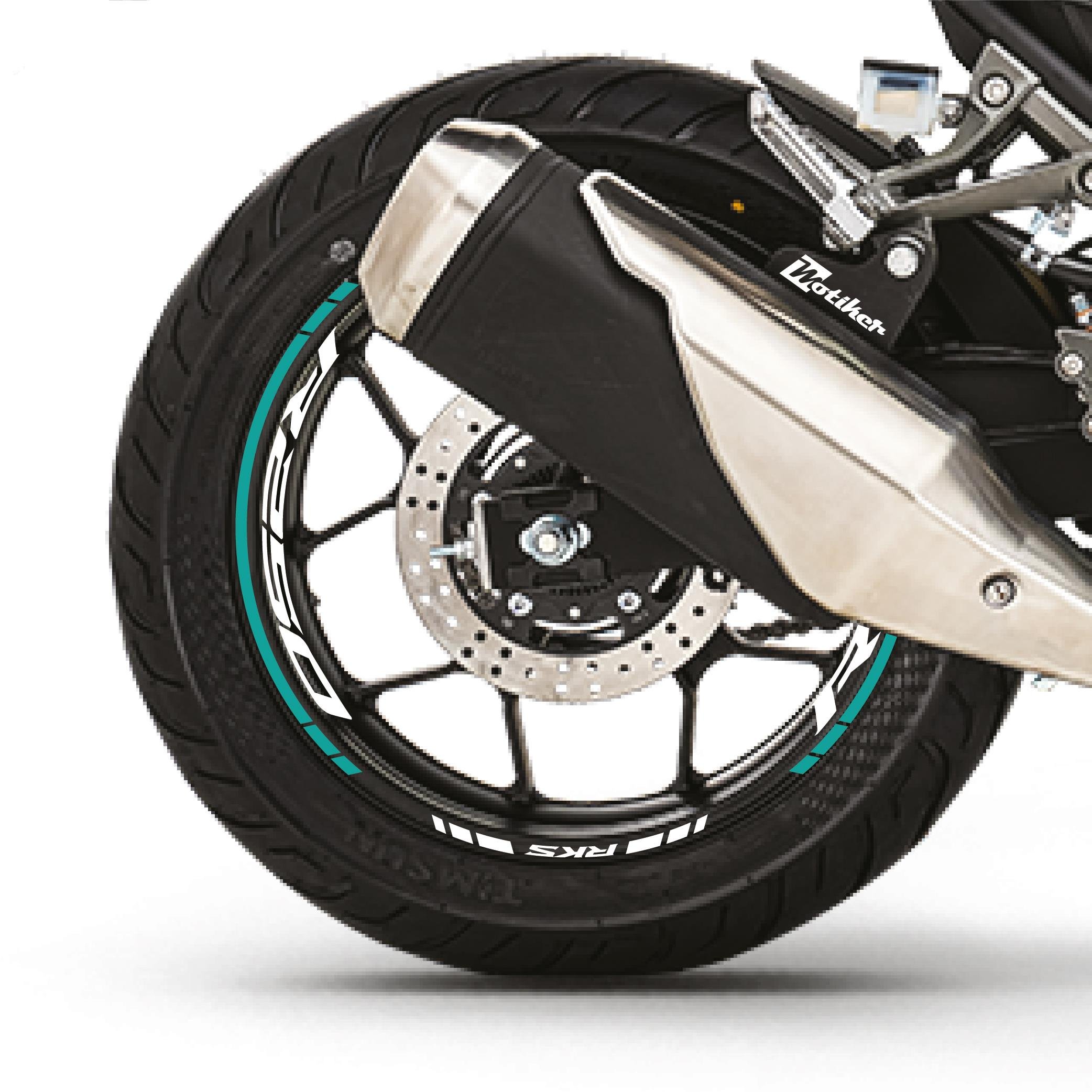 RKSRKS R250 Motosiklet Jant İç ve Dış Set Sticker Etiket Modeli Turkuaz