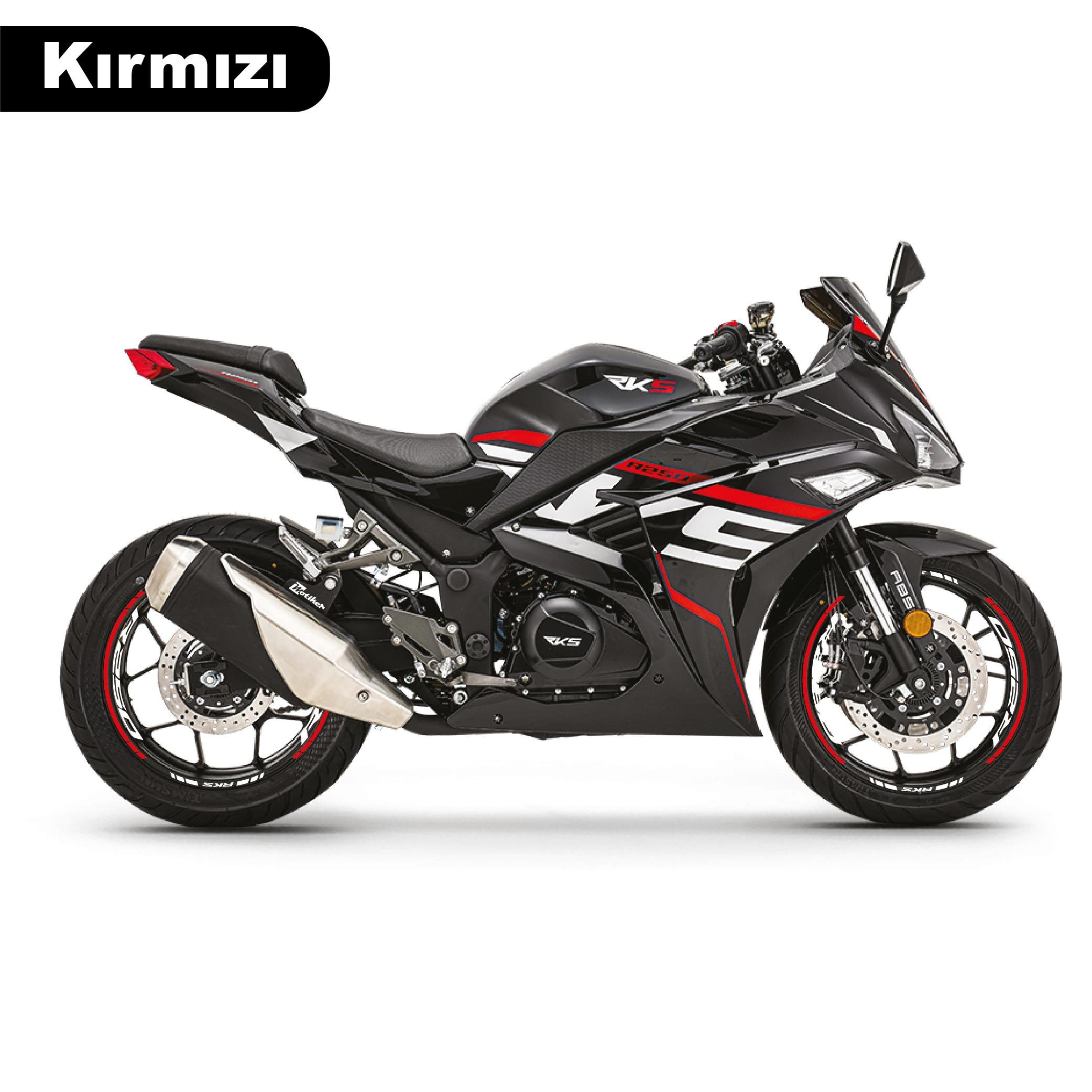 RKSRKS R250 Motosiklet Jant İç ve Dış Set Sticker Etiket Modeli Kırmızı