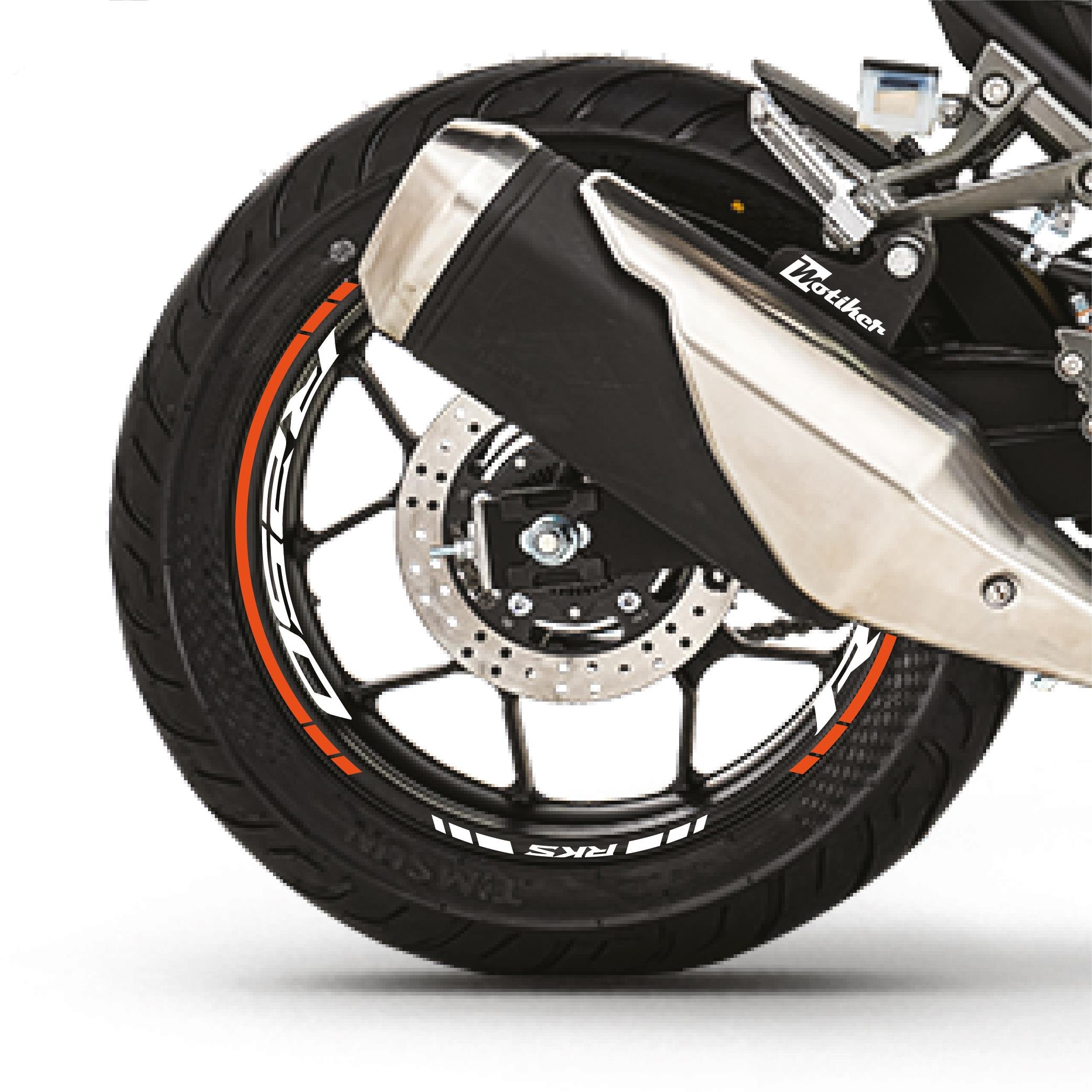 RKSRKS R250 Motosiklet Jant İç ve Dış Set Sticker Etiket Modeli Turuncu