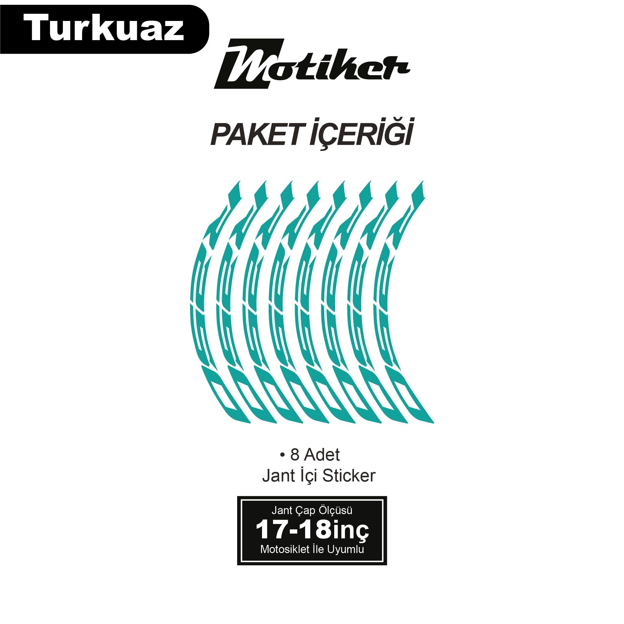 RKSRKS R250 Motosiklet Jant İçi Sticker Etiket Modeli Turkuaz 