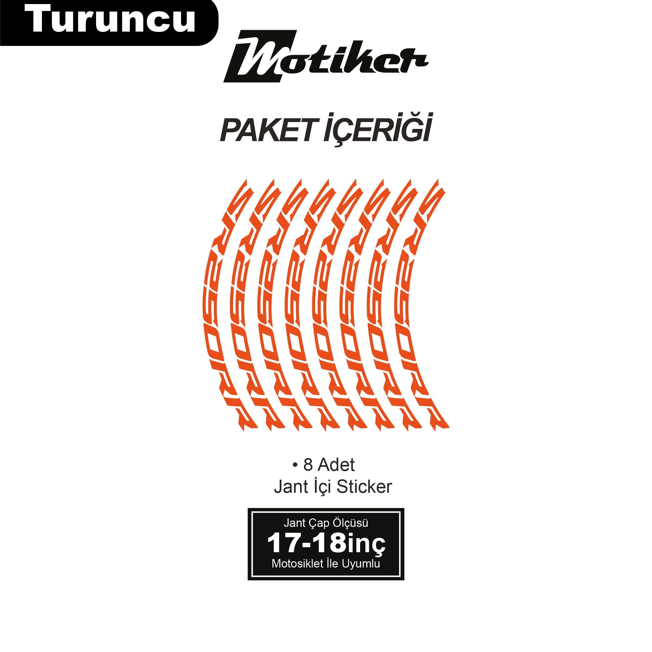 RKSRKS R250 Motosiklet Jant İçi Sticker Etiket Modeli Turuncu