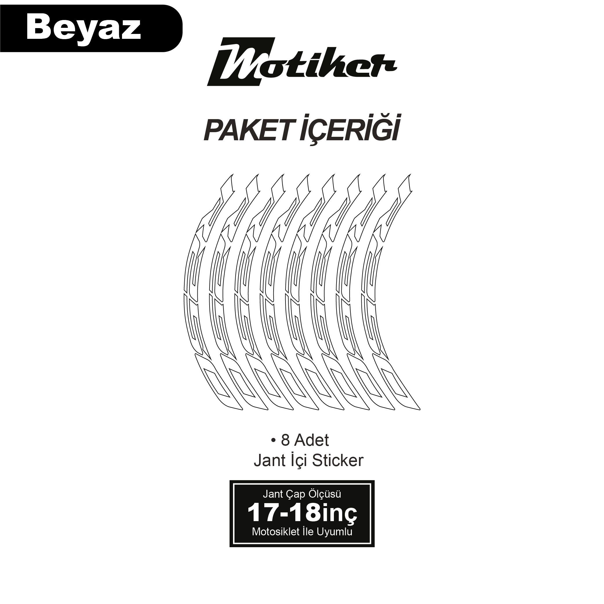 RKSRKS R250 Motosiklet Jant İçi Sticker Etiket Modeli Beyaz