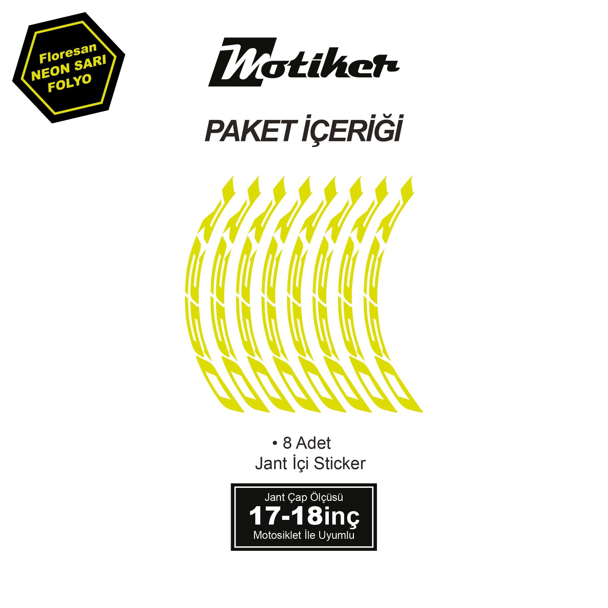 RKSRKS R250 Motosiklet Jant İçi Sticker Etiket Modeli Neon Sarı (Yeşil)