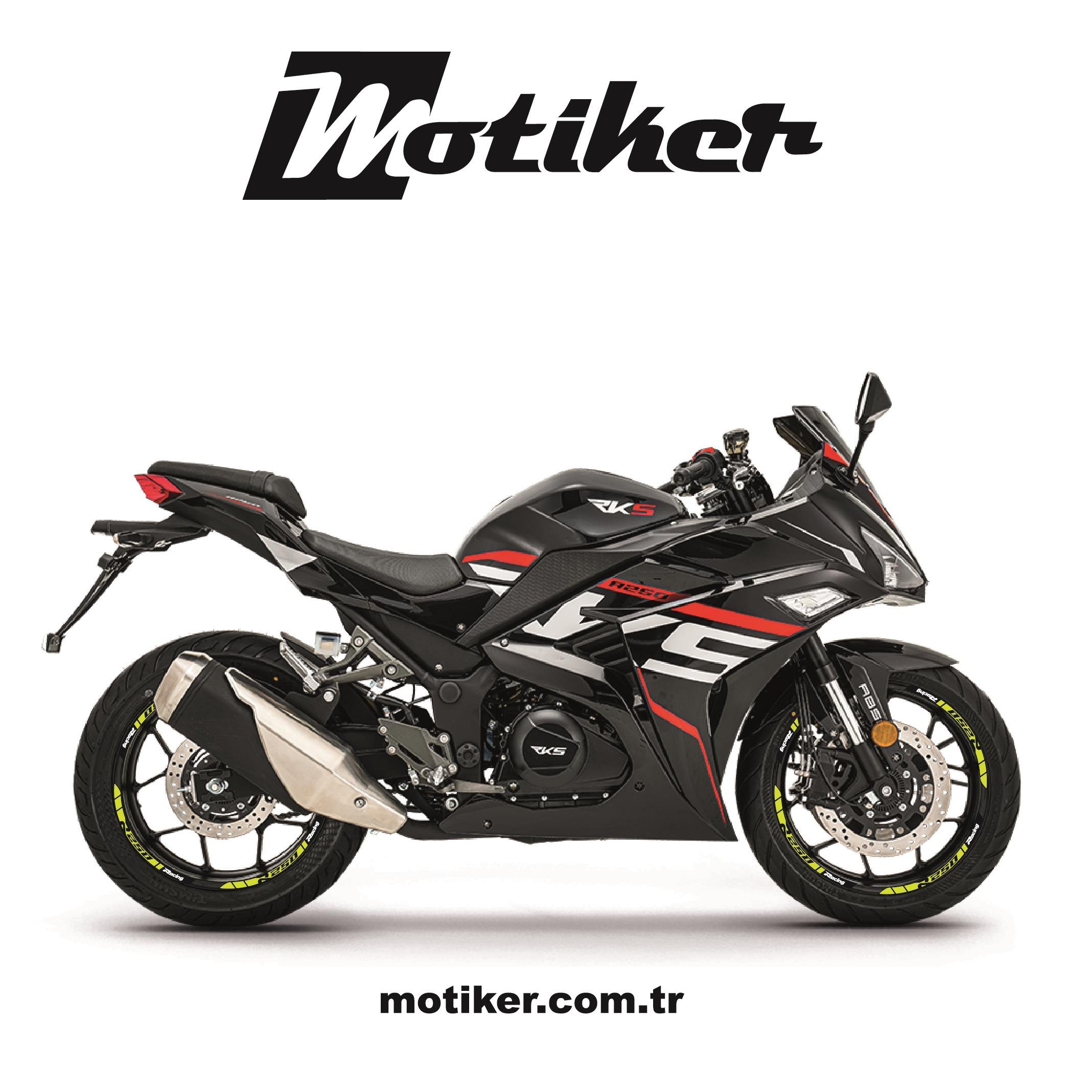 RKS R250 Neon Yeşil (Sarı) Motosiklet Jant Sticker Etiket Çıkartma Modeli