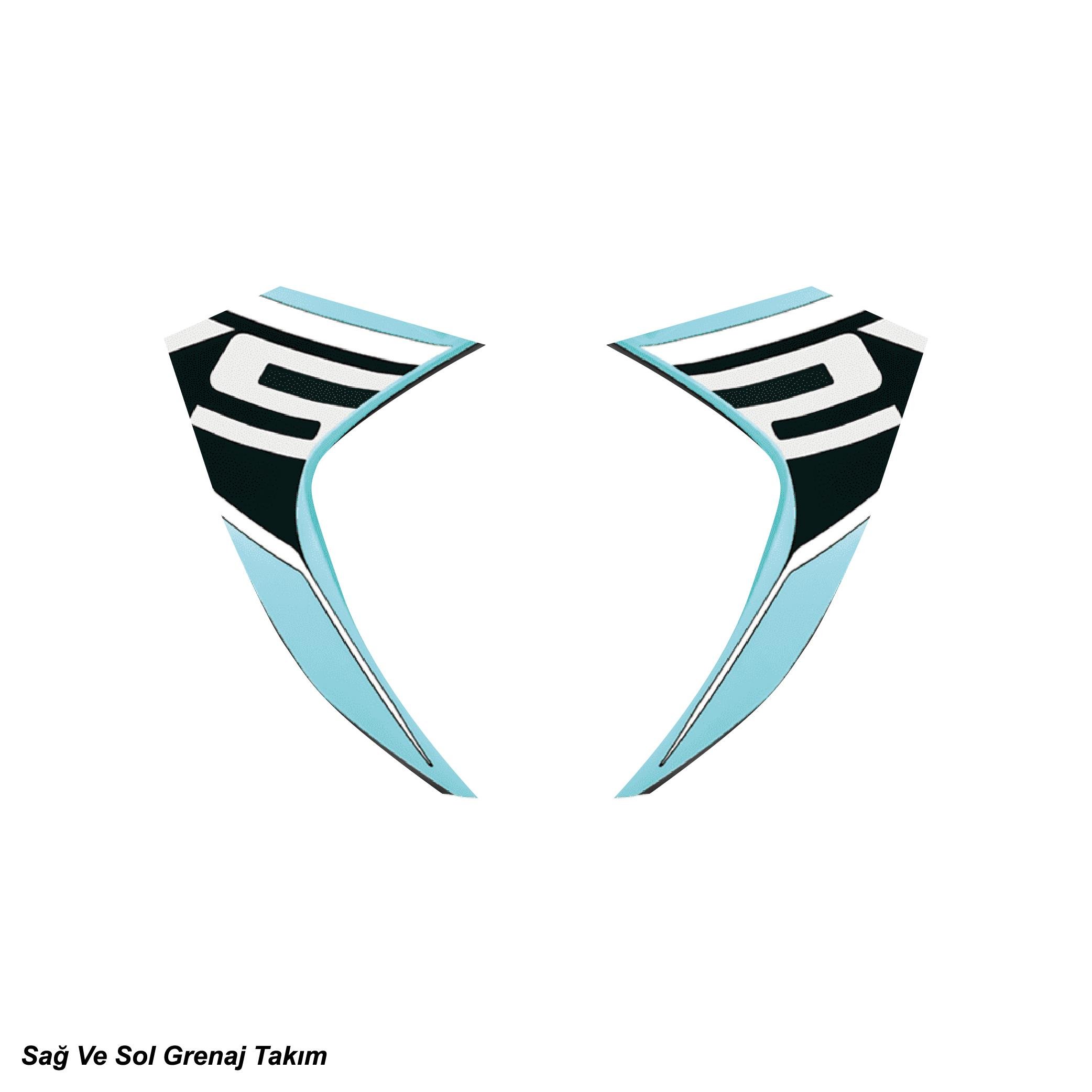 RKSRKS R250 Orjinal Tasarım Sticker Etiket Modeli Sağ ve Sol Grenaj Sticker Turkuaz Model