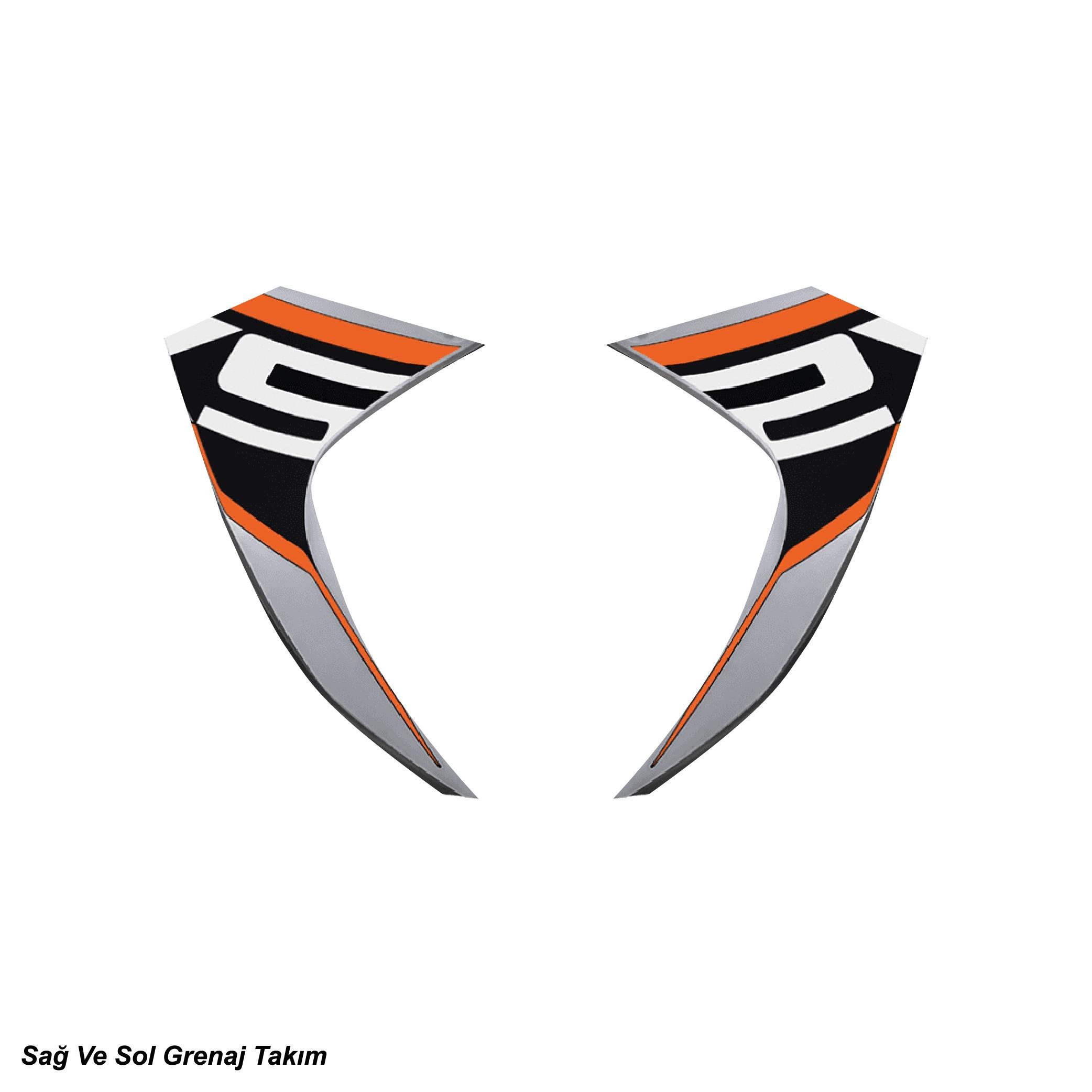 RKSRKS R250 Orjinal Tasarım Sticker Etiket Modeli Sağ ve Sol Grenaj Sticker Turuncu Model