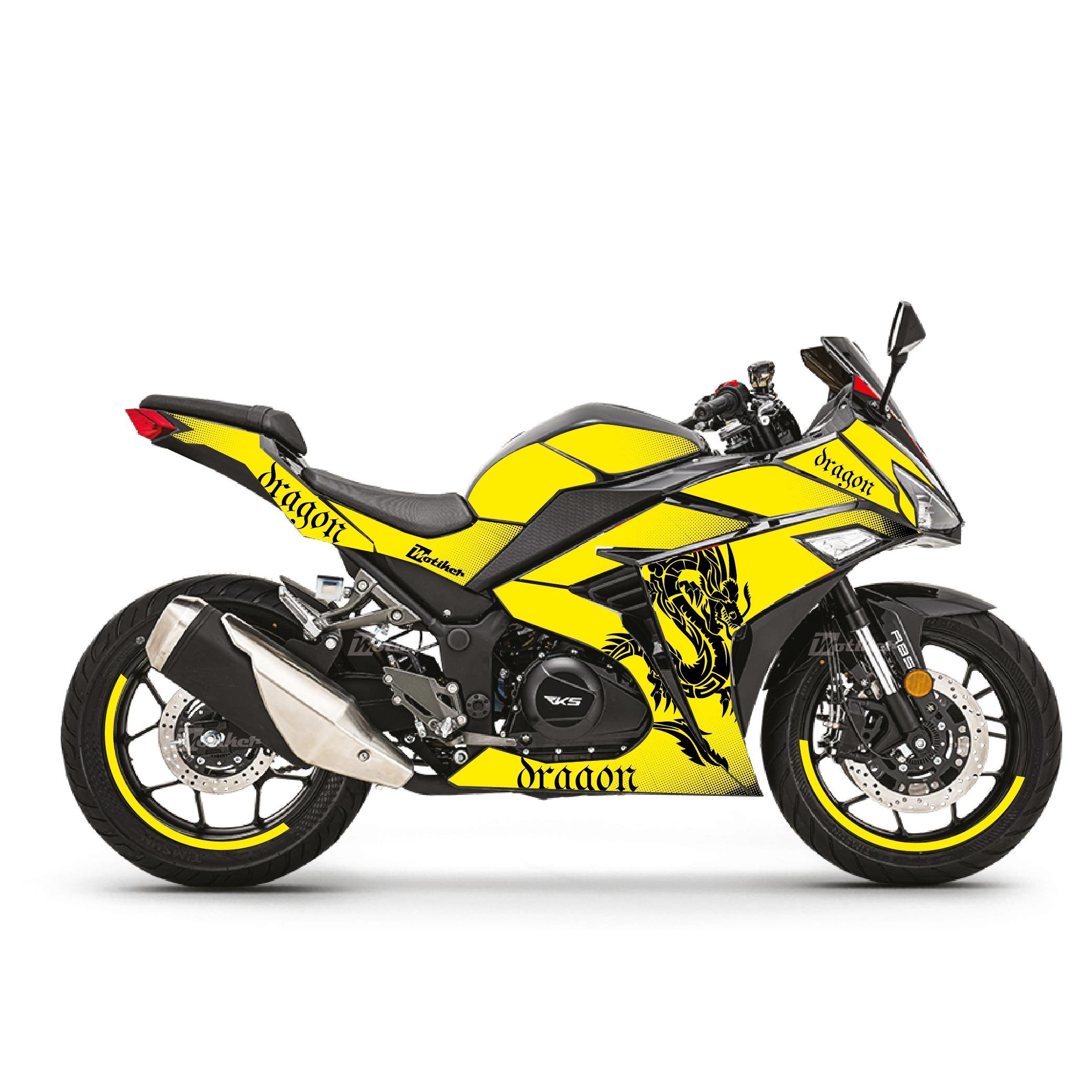 RKS R250 Sarı Dragon  Parçalı Kaplama Sticker Etiket Modeli