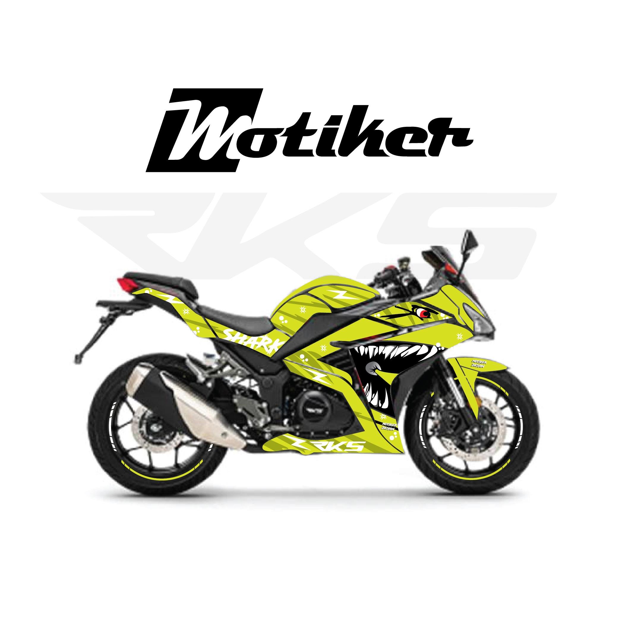 RKS R250 Yeşil Shark Köpekbalığı Parçalı Motosiklet Kaplama Modeli