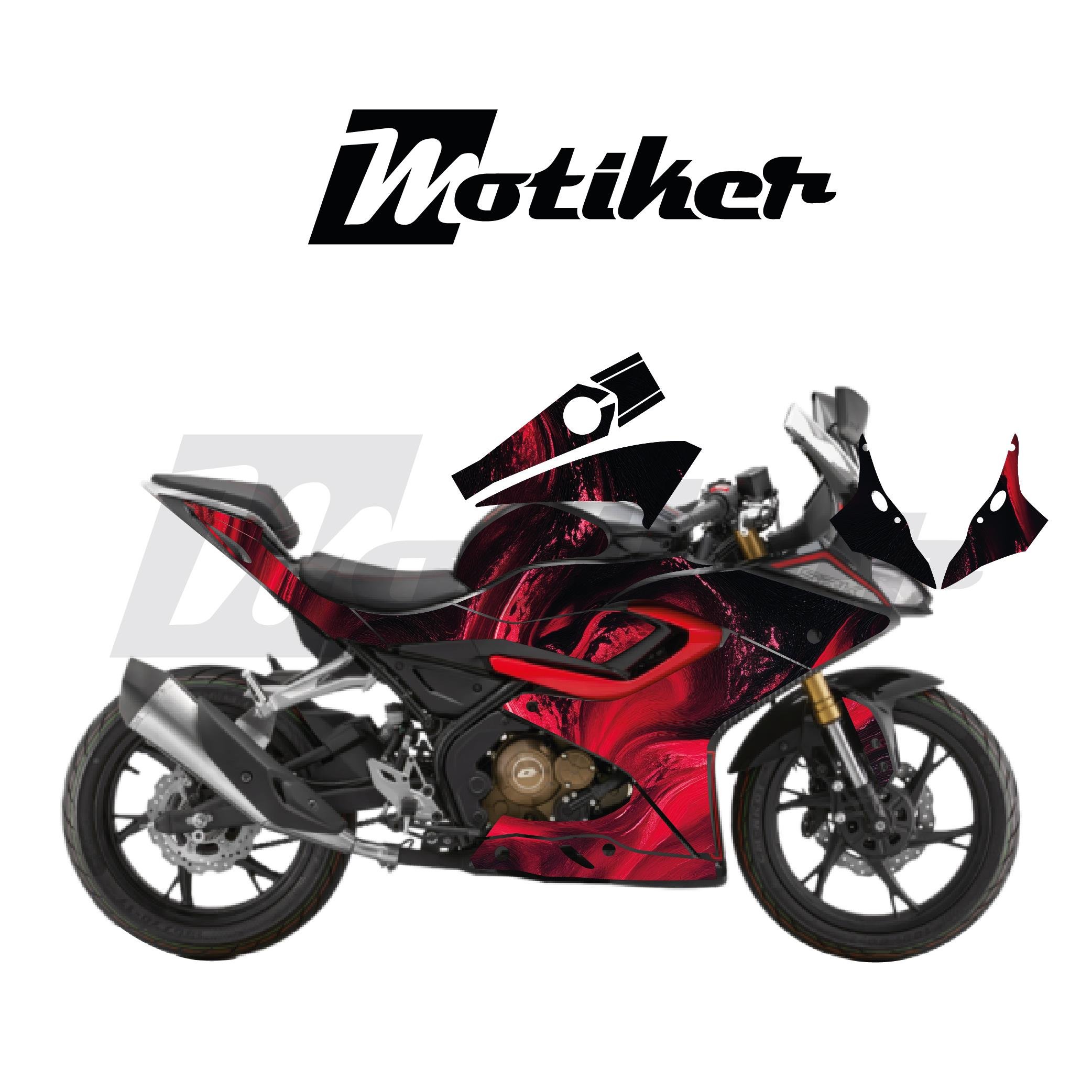RKSRKS SRK 125R Kaplama Motosiklet Sticker Etiket Modeli Blood Desen Kırmızı Siyah