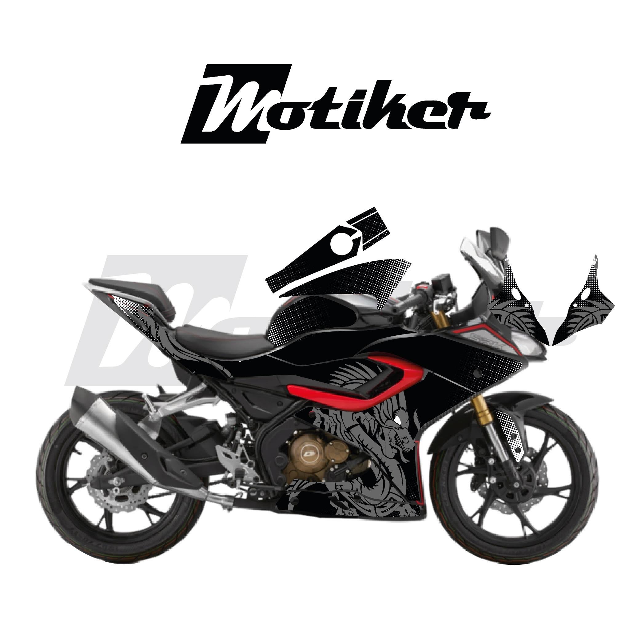 RKSRKS SRK 125R Kaplama Motosiklet Sticker Etiket Modeli Dragon Desen Gri Siyah Beyaz