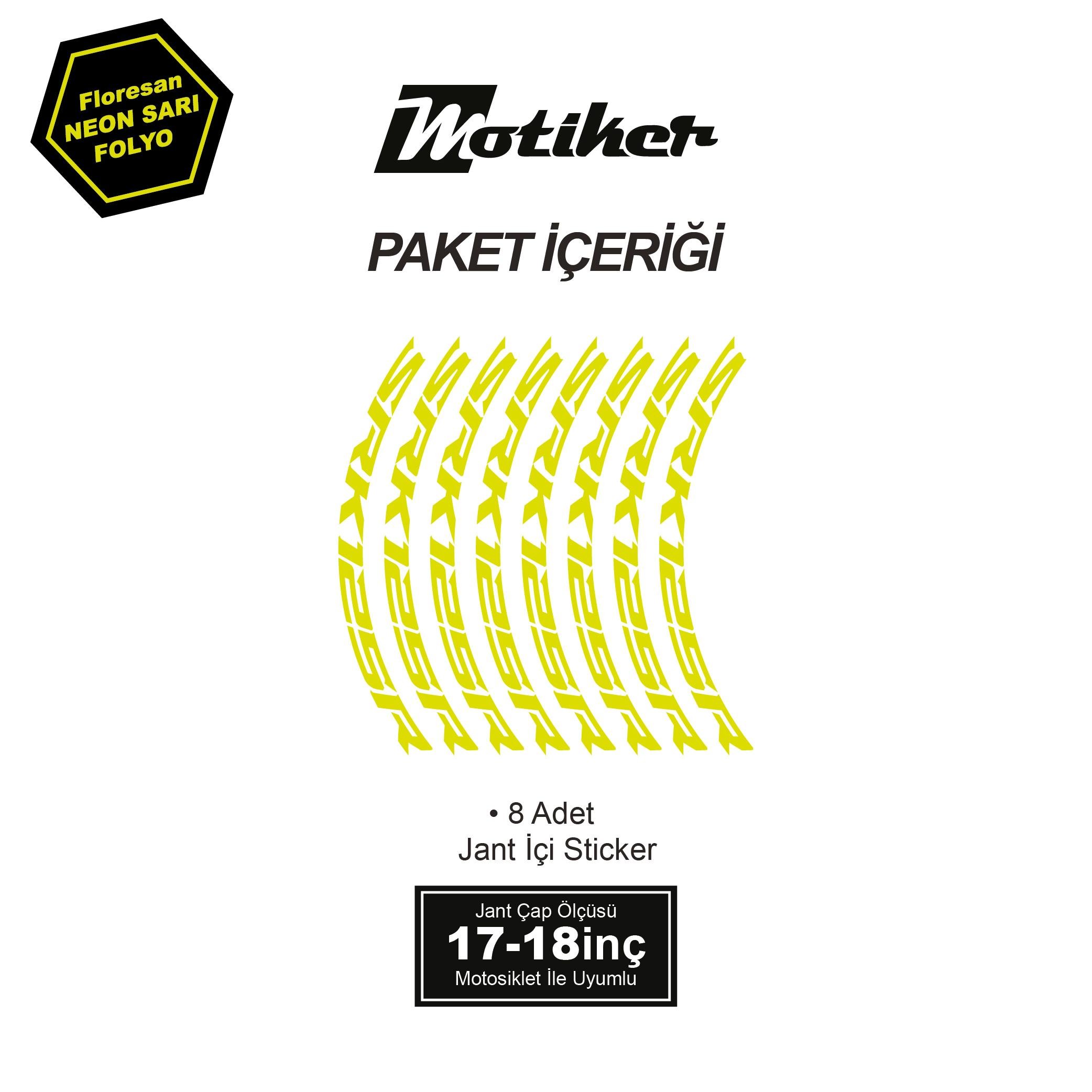 RKSRKS SRK 125R Motosiklet Jant İçi Sticker Etiket Modeli Neon Sarı (Yeşil)