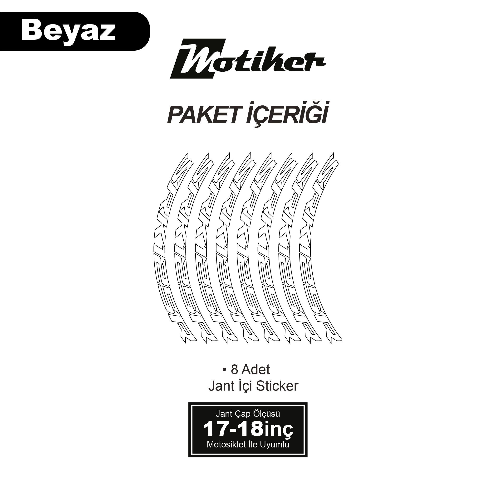 RKSRKS SRK 125R Motosiklet Jant İçi Sticker Etiket Modeli Beyaz