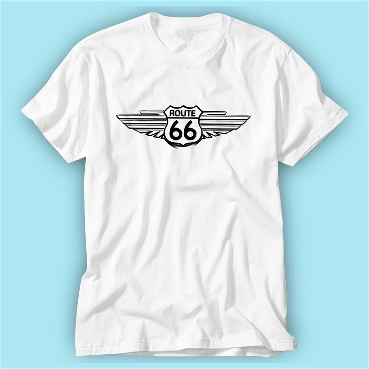 Route66  Beyaz  Baskılı Tshirt Modeli