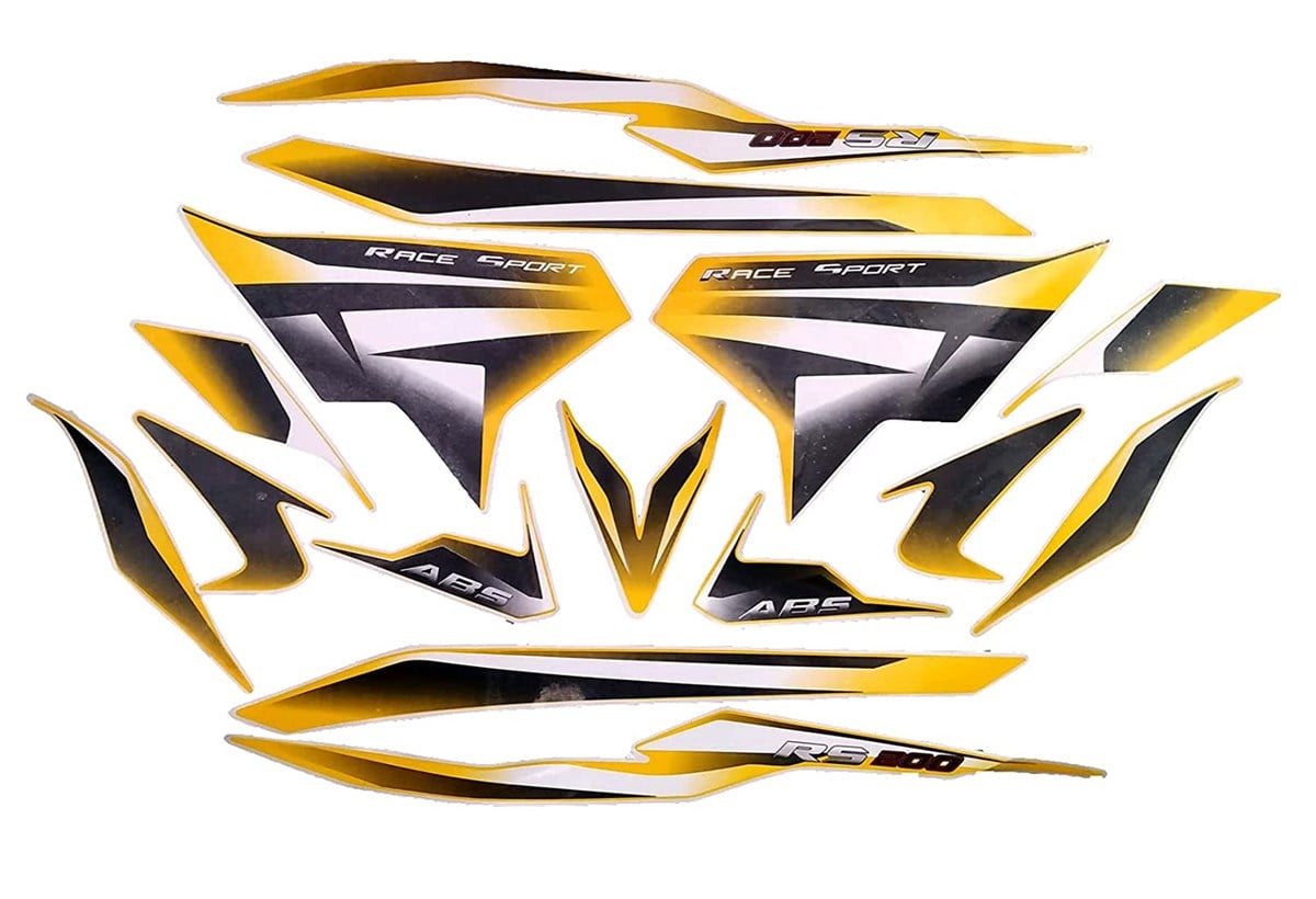 Sarı Bajaj Pulsar RS 200 Takım Sticker Etiket Modeli