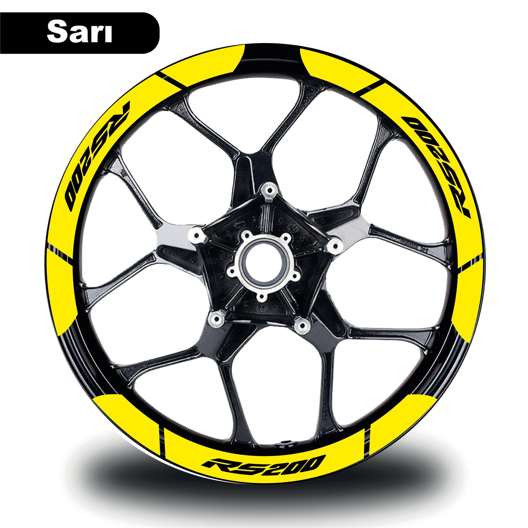 PULSAR RS 200Sarı Bajaj Pulsar RS200 Geniş Jant Sticker Etiket Modeli