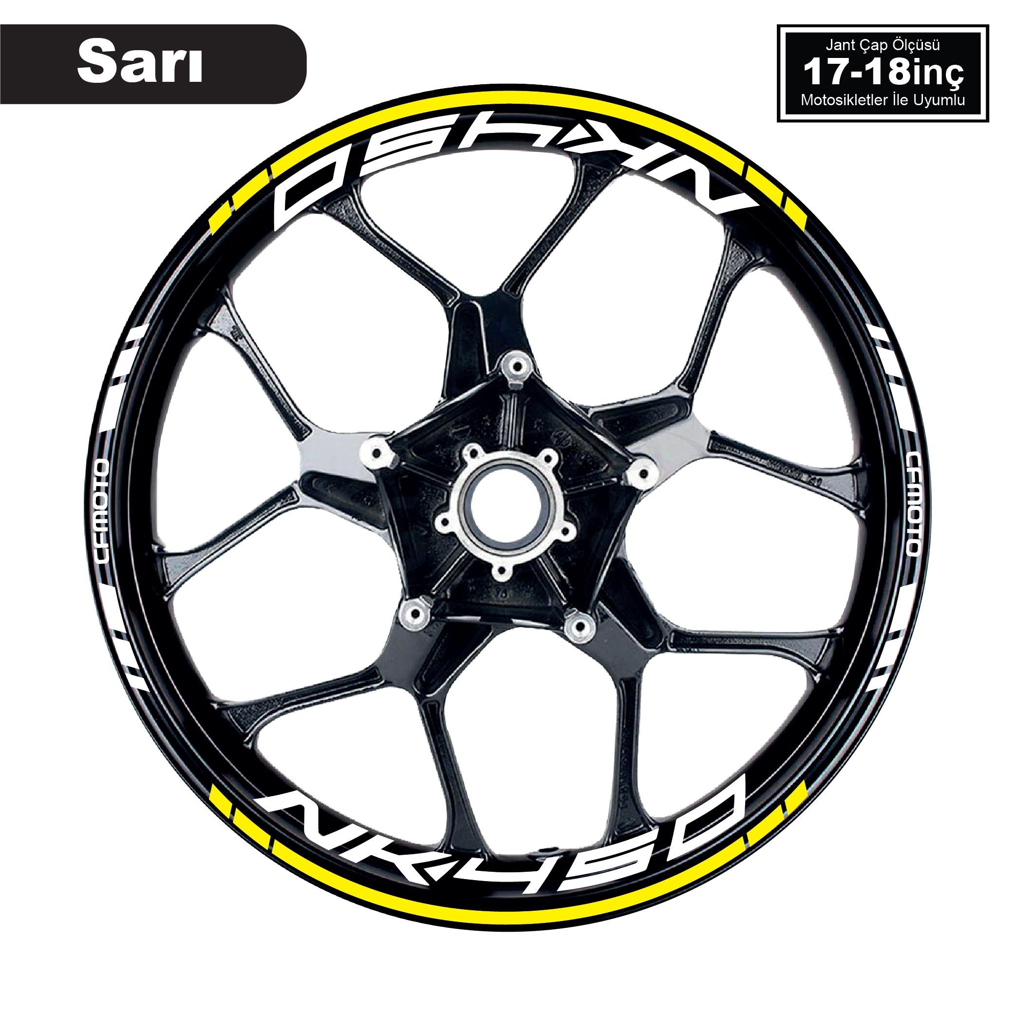 450 NKSarı CFMOTO 450NK Motosiklet Jant Sticker Etiket Modeli İç & Dış Takım