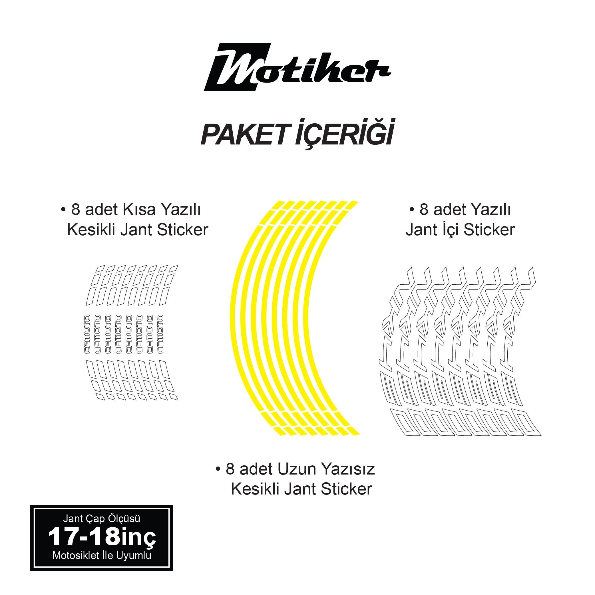 450 NKSarı CFMOTO 450NK Motosiklet Jant Sticker Etiket Modeli İç & Dış Takım