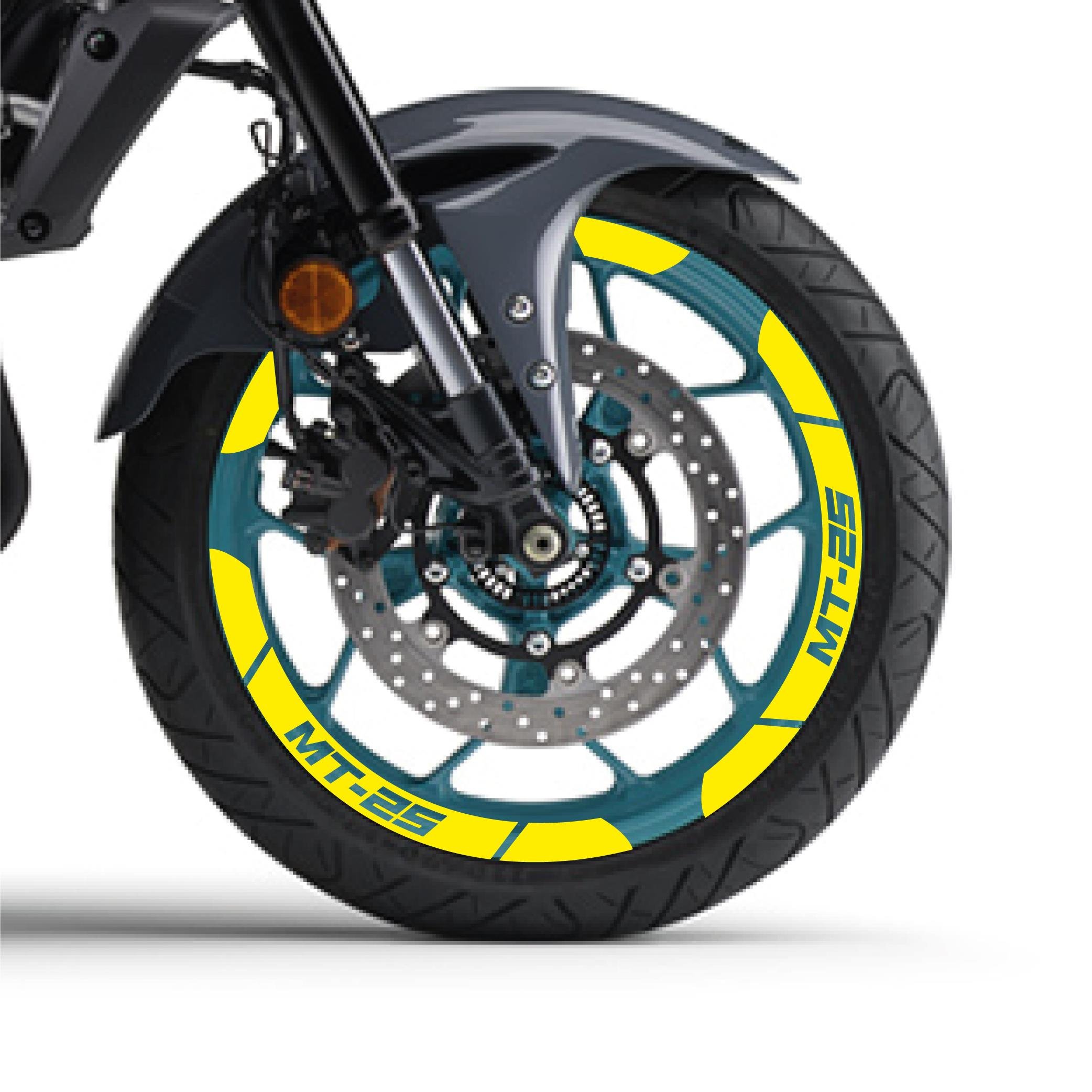 MT-25Sarı Yamaha MT-25 Geniş Jant Sticker Etiket Modeli