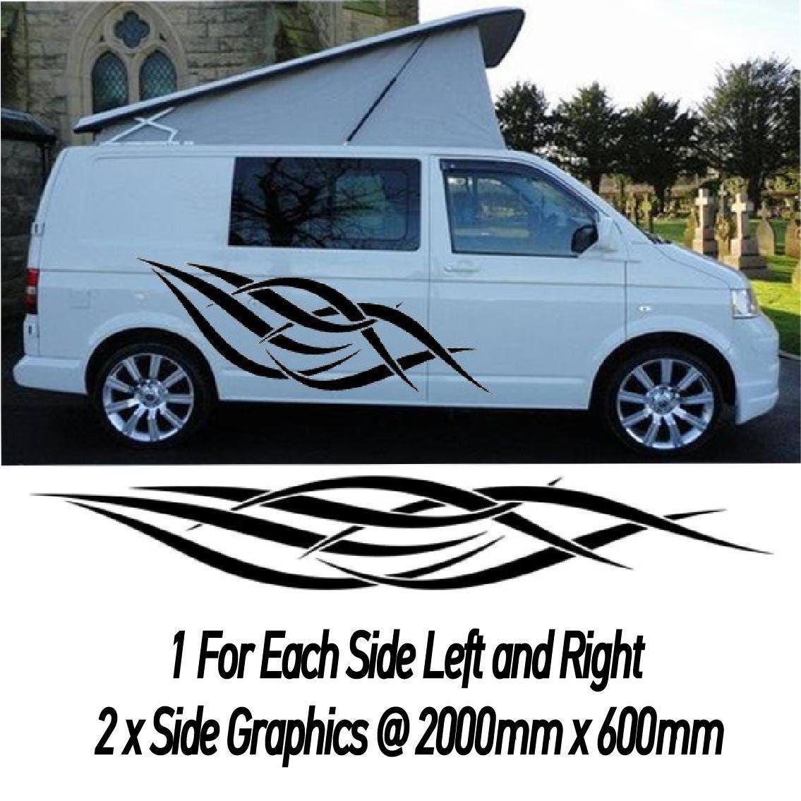 KaravanSiyah Şerit Tasarımlı Karavan Sticker Etiket