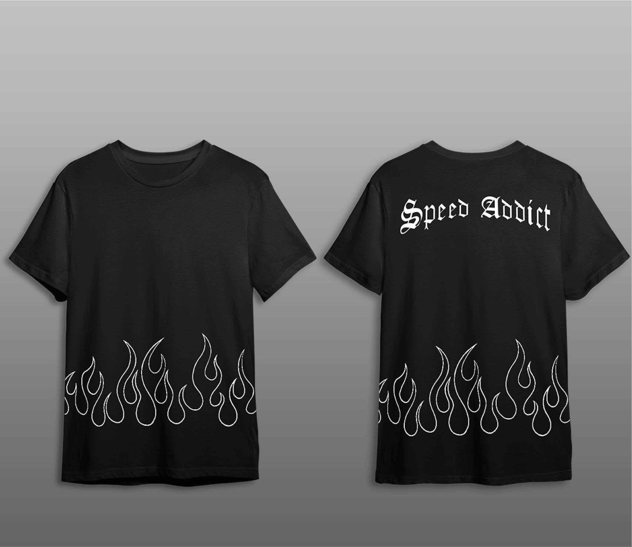 T-ShirtSpeed Adict Motorcu T-Shirt Modeli Siyah