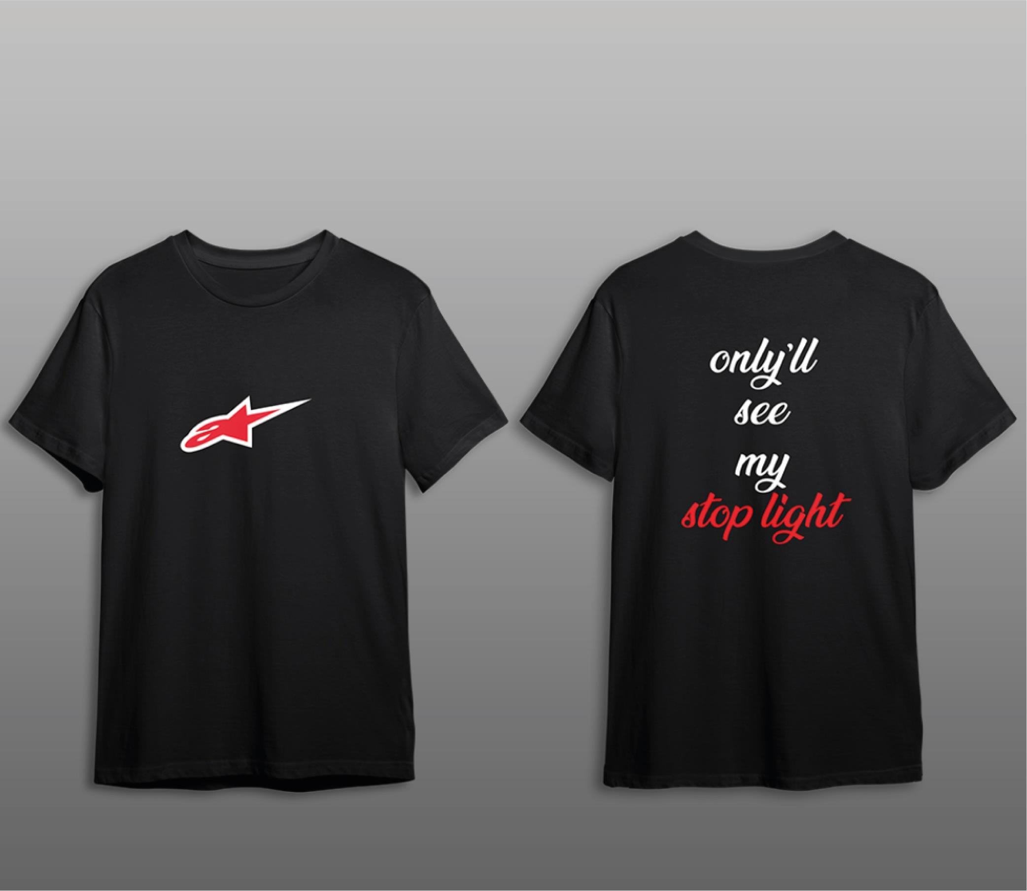 T-ShirtStop Light Alpinestar Motorcu T-Shirt Modeli Siyah
