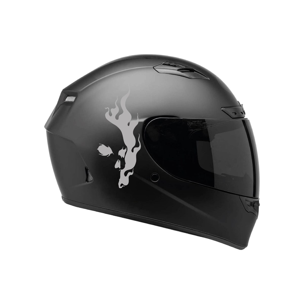 Tek Renk Alevli Kafatası (Flaming Skull Helmet Stickers) Kask Sticker Etiket Modeli