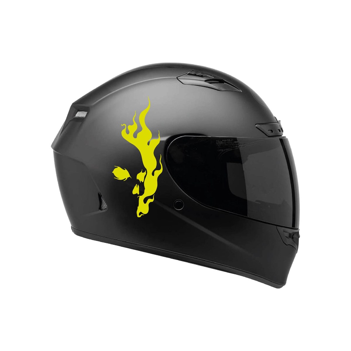 Tek Renk Alevli Kafatası (Flaming Skull Helmet Stickers) Kask Sticker Etiket Modeli