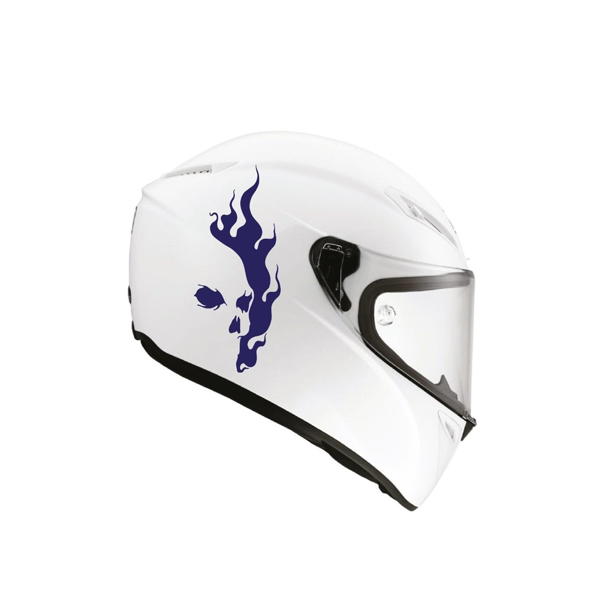 Tek Renk Alevli Kafatası (Flaming Skull Helmet Stickers) Kask Sticker Etiket Modeli