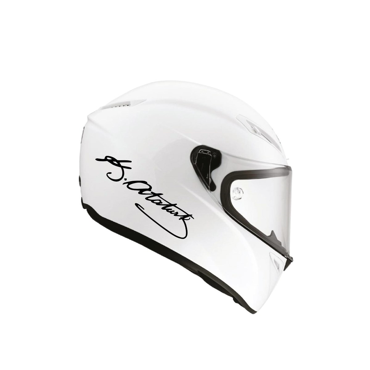 Tek Renk Atatürk İmzalı (Atatürk SignedHelmet Stickers) Kask Sticker Etiket Modeli