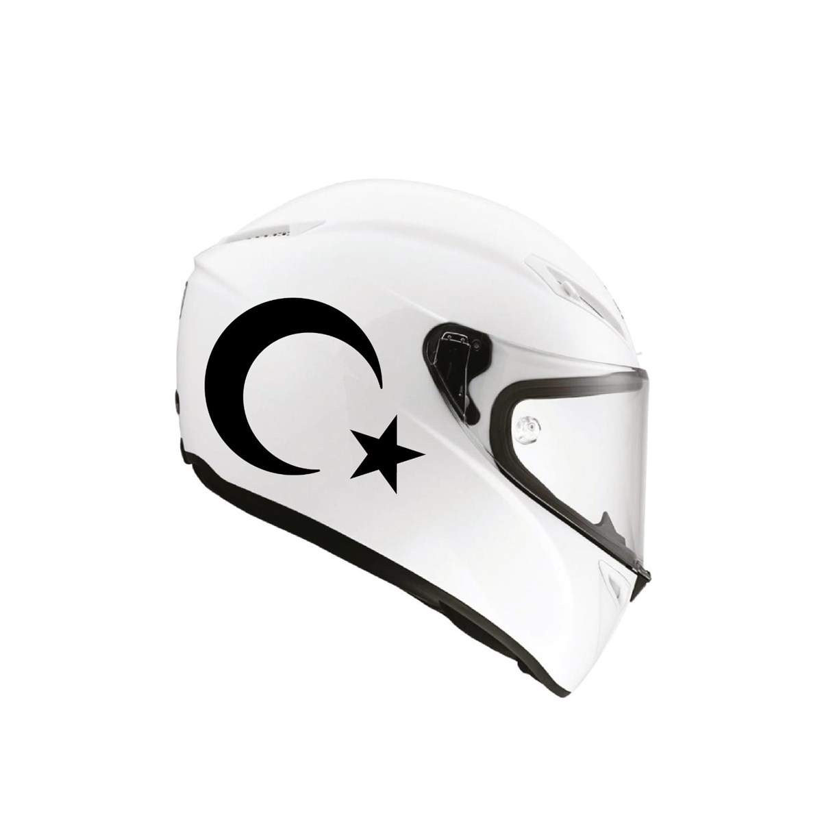 Tek Renk Ay-Yıldız(Moon-Star Helmet Stickers) Kask Sticker Etiket Modeli
