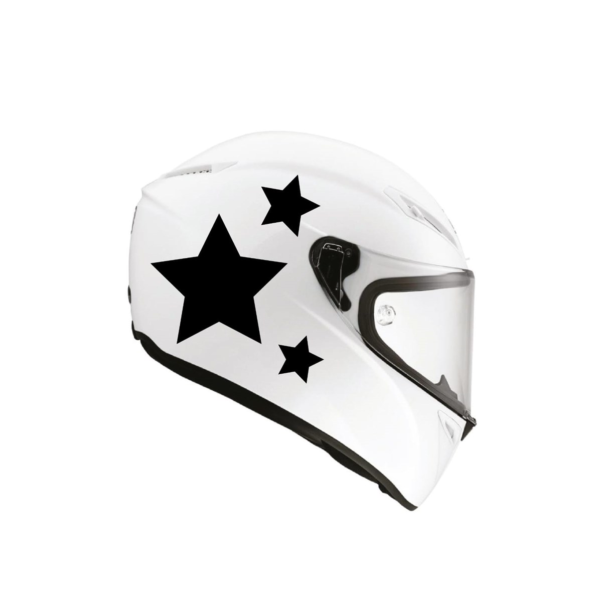 Tek Renk Üçlü yıldız (Triple Star Helmet Stickers) Kask Sticker Etiket Modeli 3