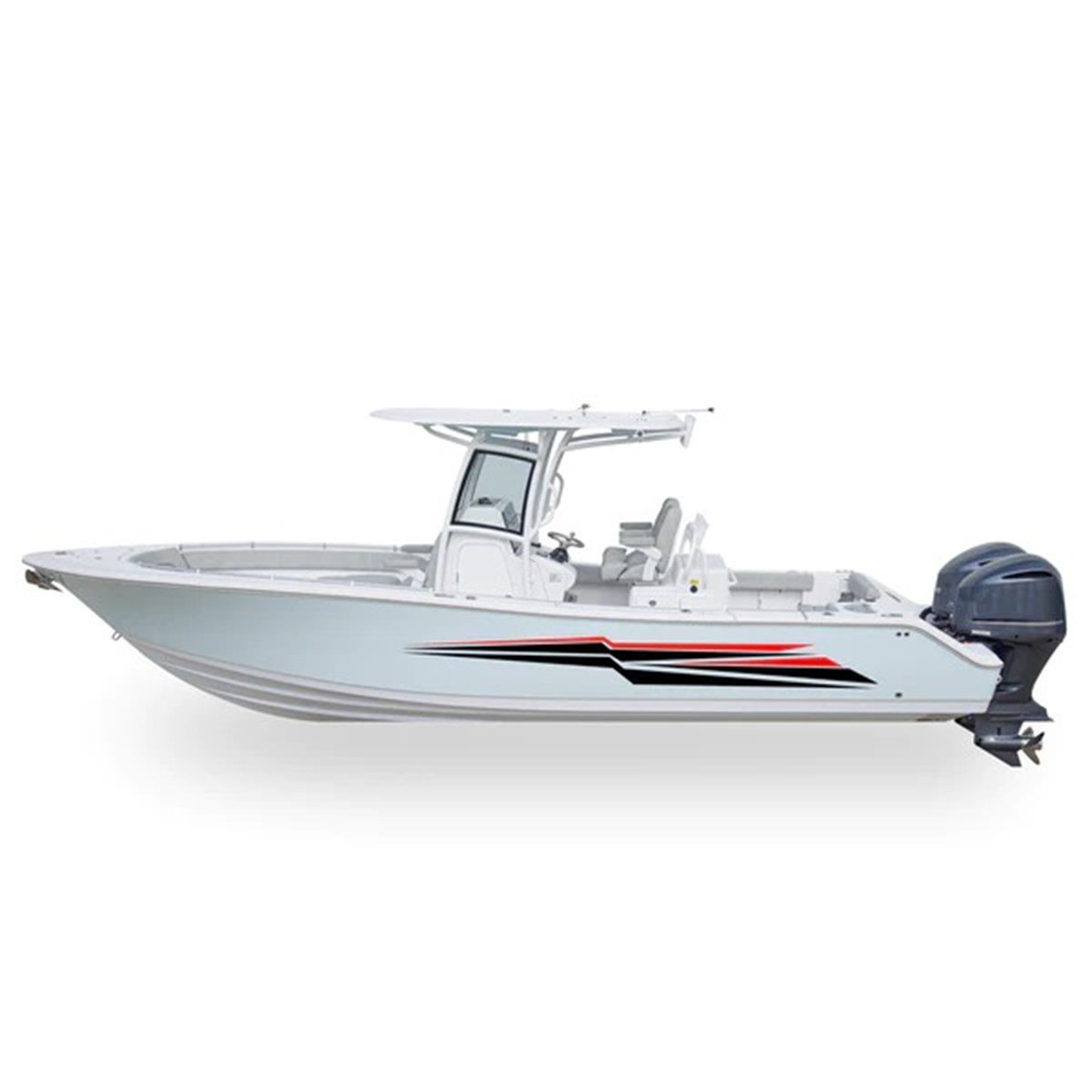 Tekne Çift Renk Siyah Kırmızı Sticker Etiket Modeli