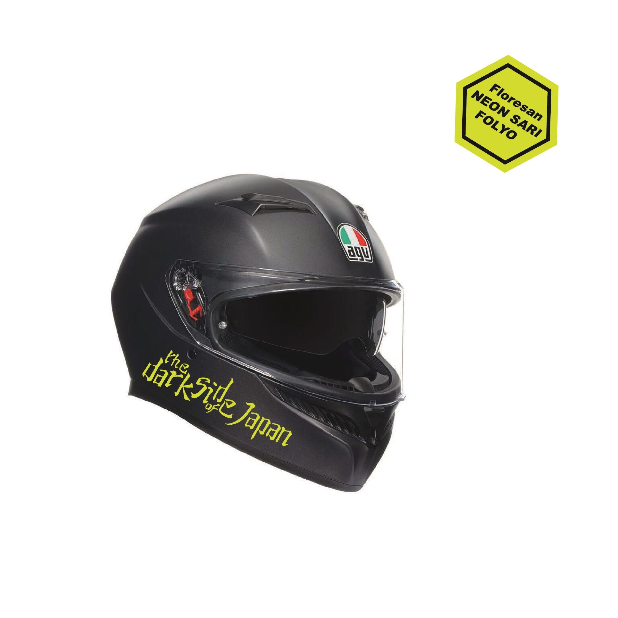 The Dark Side Of Japan Floresan Neon Sarı Motosiklet Sticker Etiket Modeli