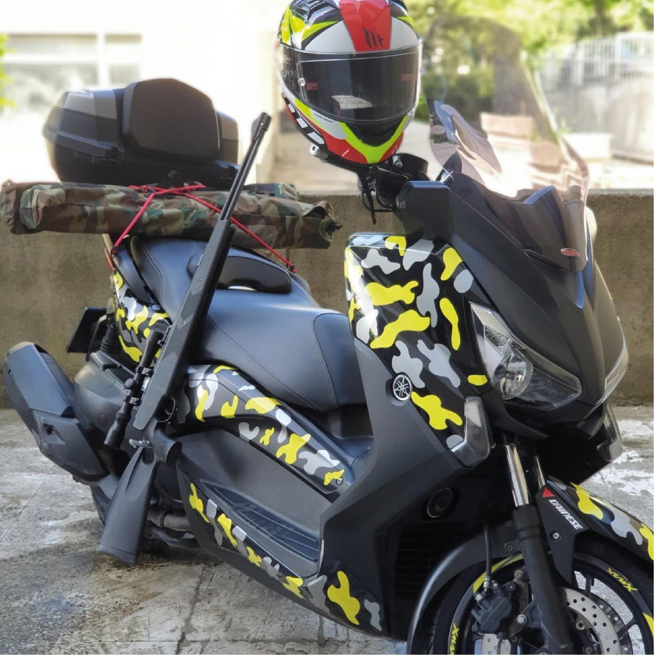 Universal (Evrensel) Kamuflaj Kaplama Motosiklet Sticker Etiket Modeli