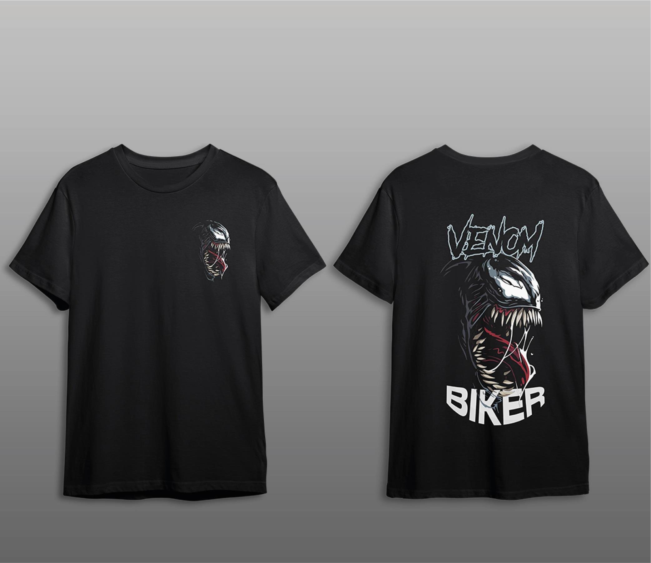 T-ShirtVenom Biker Motorcu T-Shirt Modeli Siyah