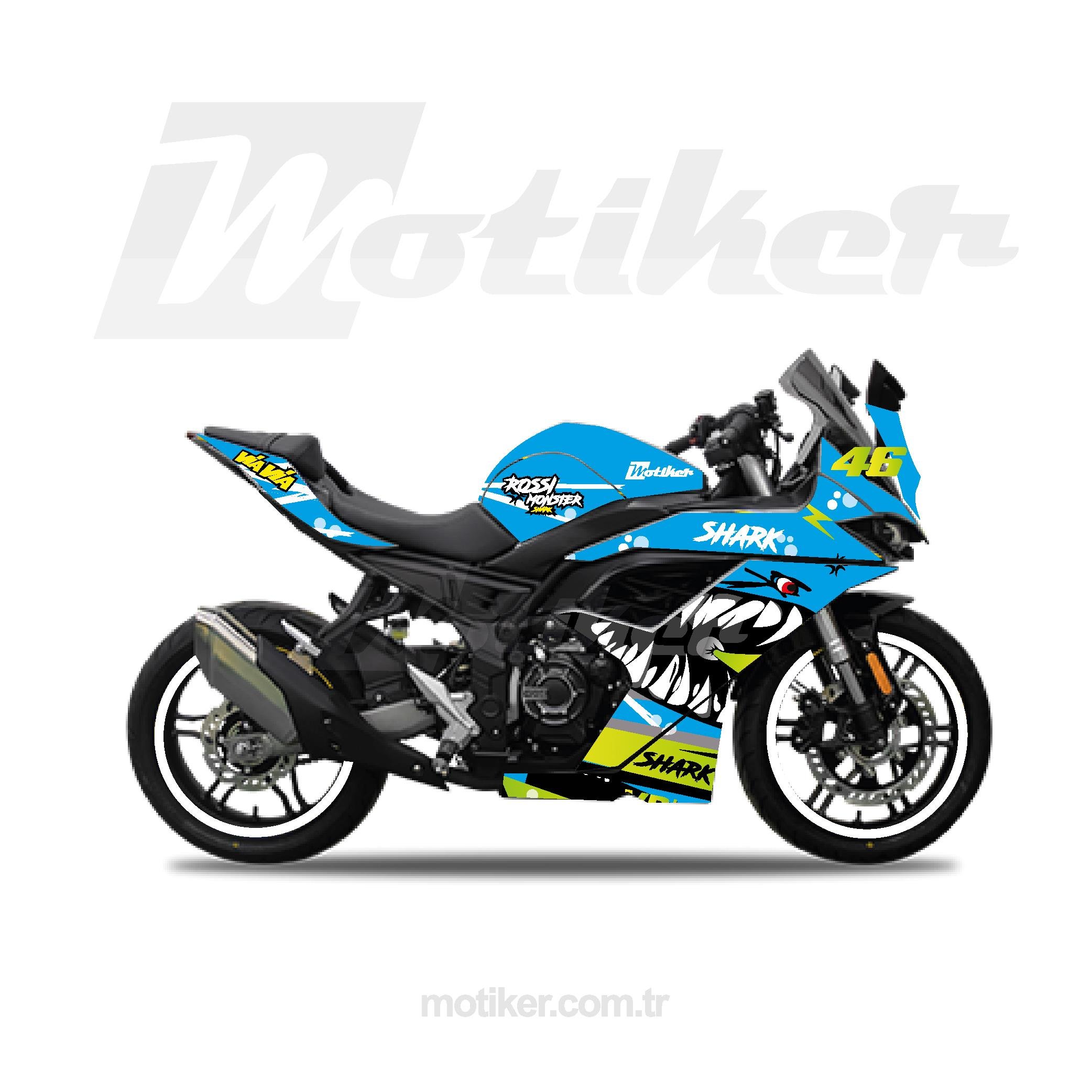 VOGEVOGE 250RR Açık Mavi Shark Sticker Etiket Kaplama Modeli