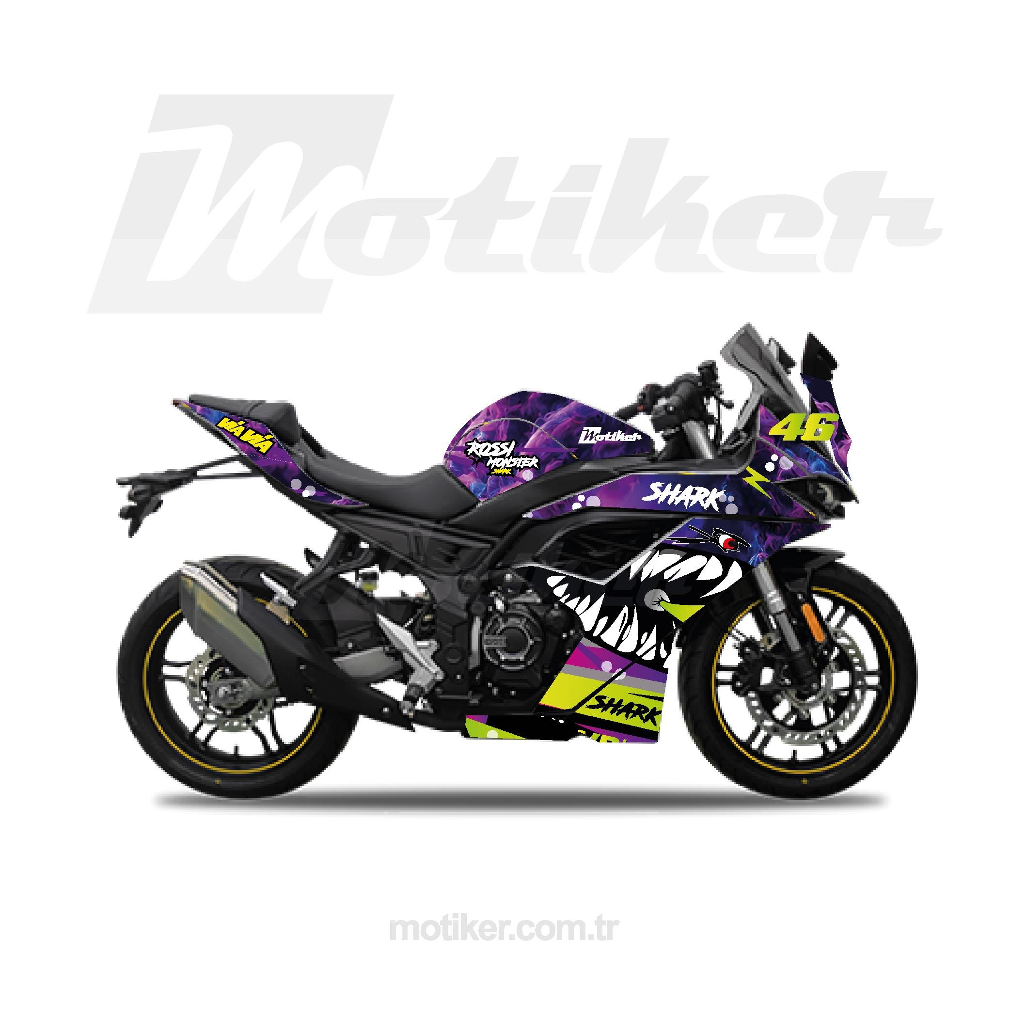 VOGEVOGE 250RR Complexity  Mor Köpekbalığı Shark Sticker Etiket Kaplama Modeli
