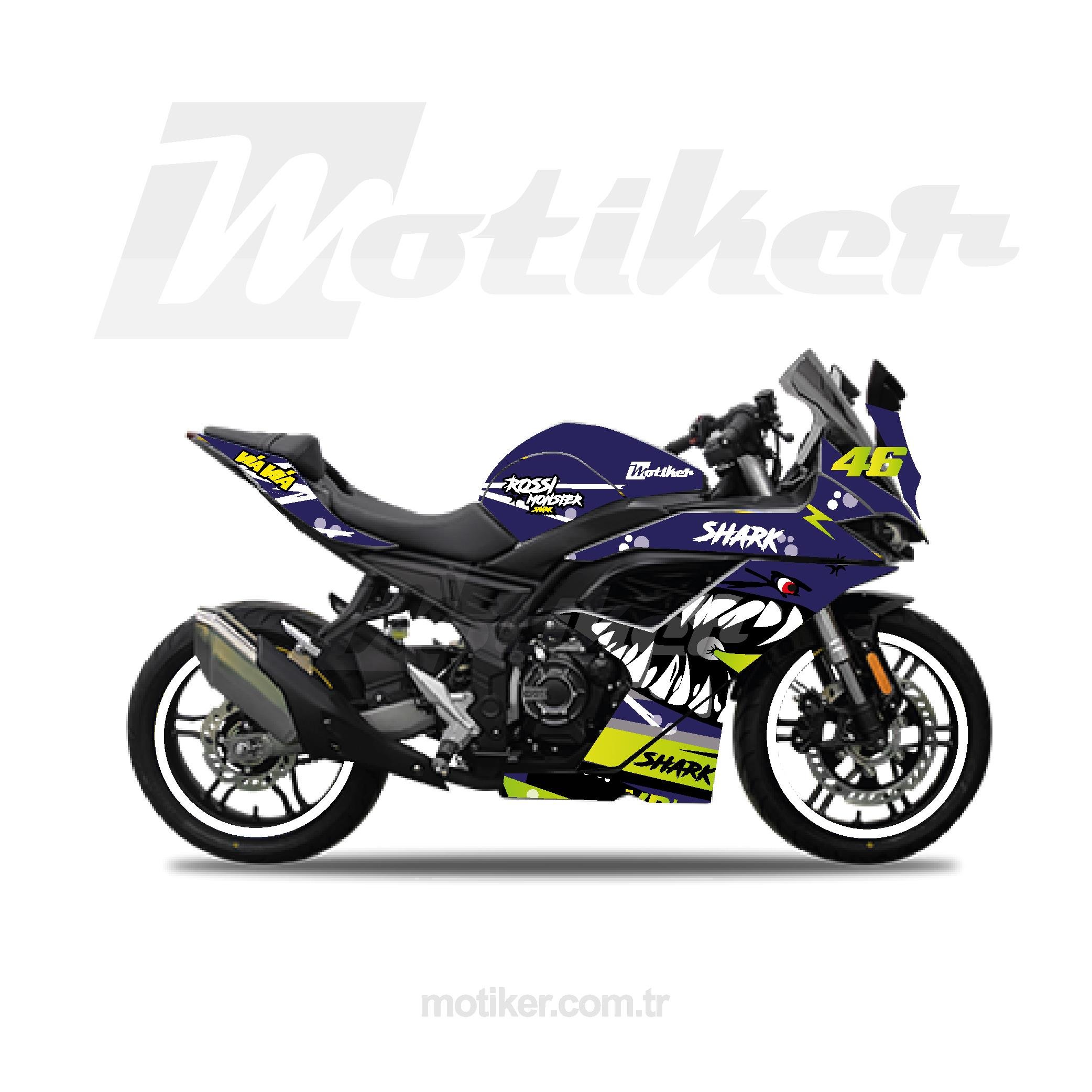 VOGEVOGE 250RR Lacivert Shark Sticker Etiket Kaplama Modeli