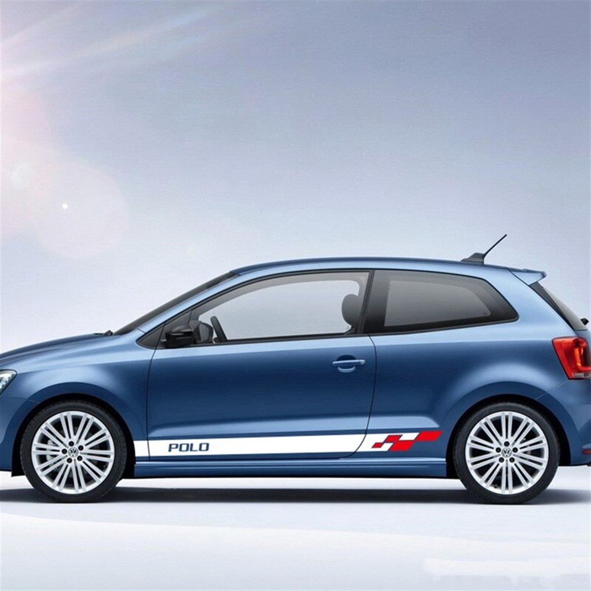Volkswagen Polo Yan Kapı Beyaz Kırmızı Sticker Etiket Modeli
