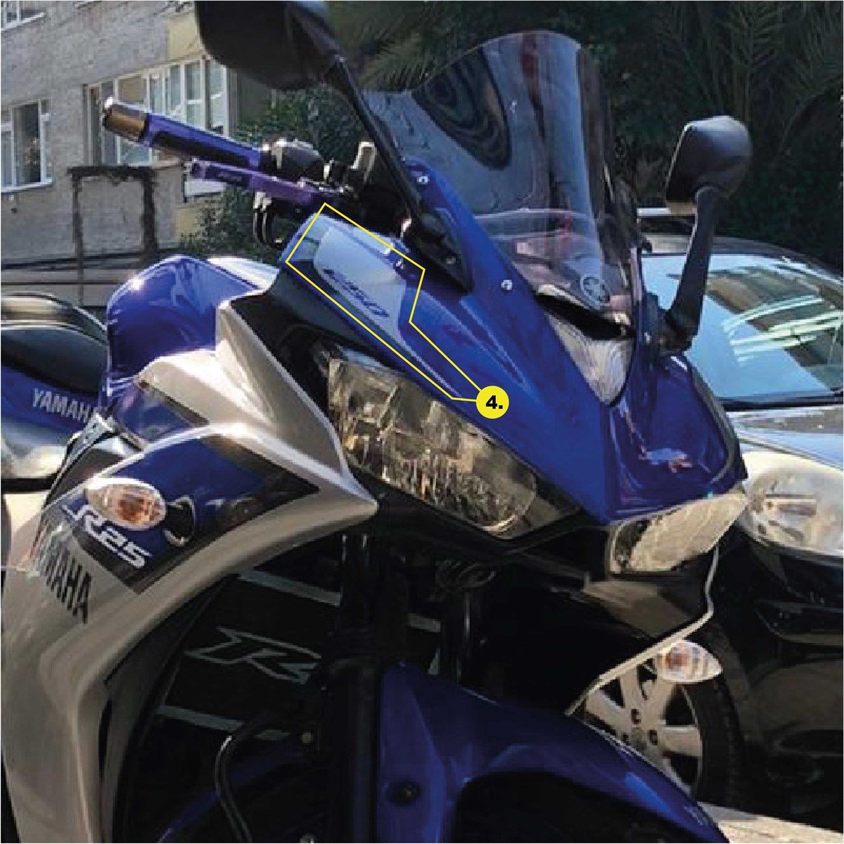 Yamaha 2015 Yzf-R25 Gri-Mavi Orjinal Ön Kafa Grenaj Stick