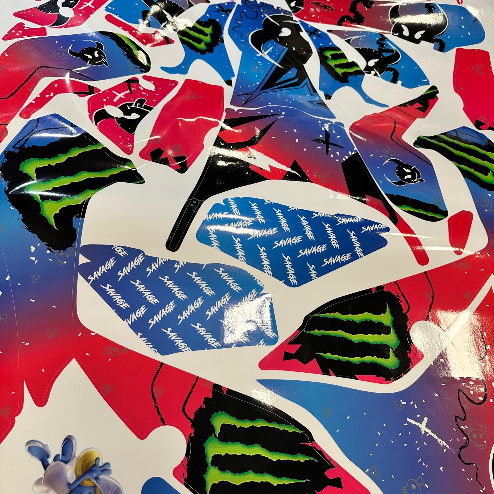 MT-07YAMAHA MT-07 2021-2024 Savage Parçalı Kaplama Sticker Etiket Modeli Pembe Mor Mavi