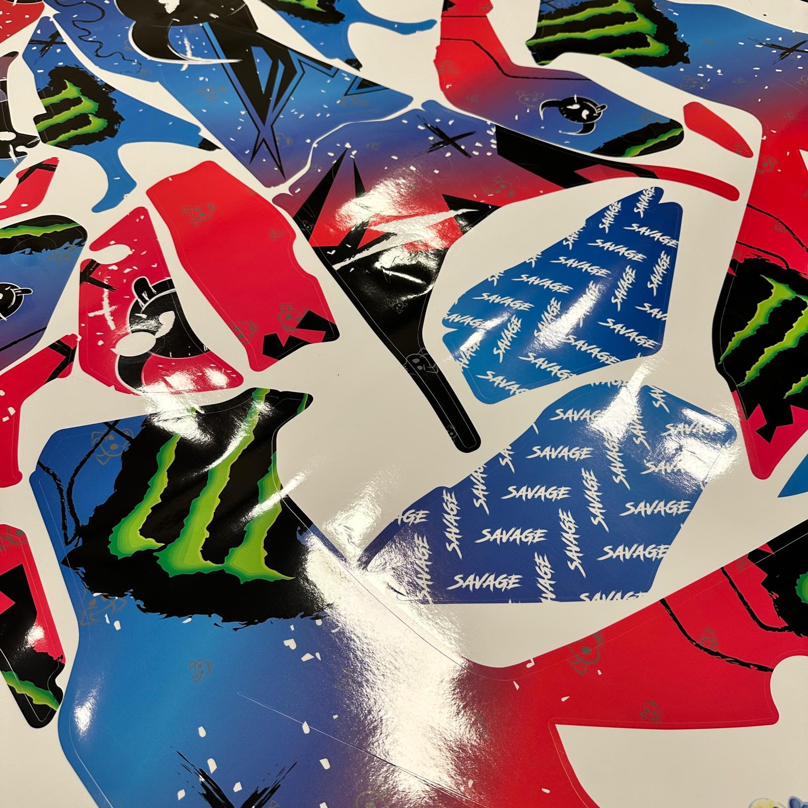 MT-07YAMAHA MT-07 2021-2024 Savage Parçalı Kaplama Sticker Etiket Modeli Pembe Mor Mavi