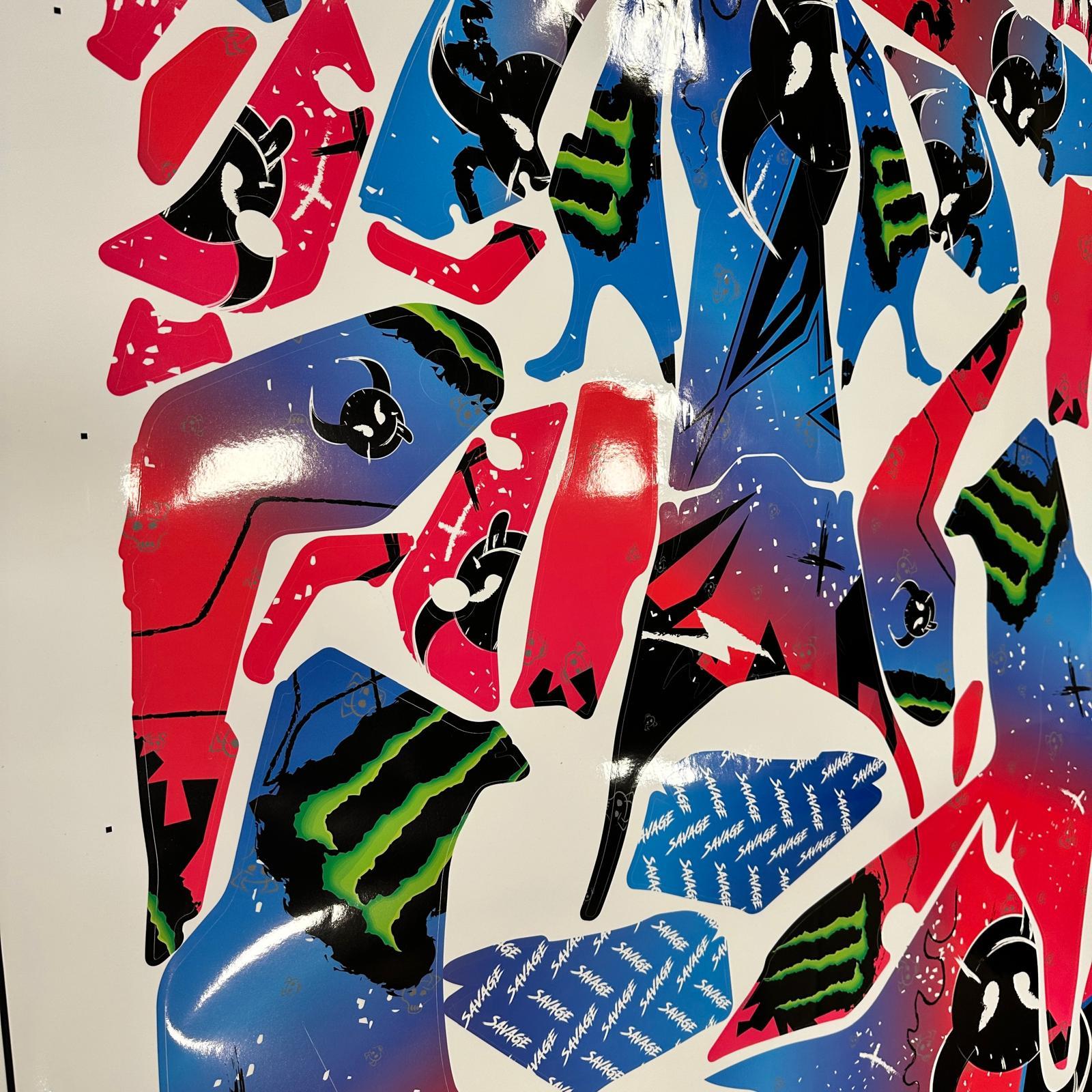 MT-07YAMAHA MT-07 2021-2024 Savage Parçalı Kaplama Sticker Etiket Modeli Pembe Mor Mavi