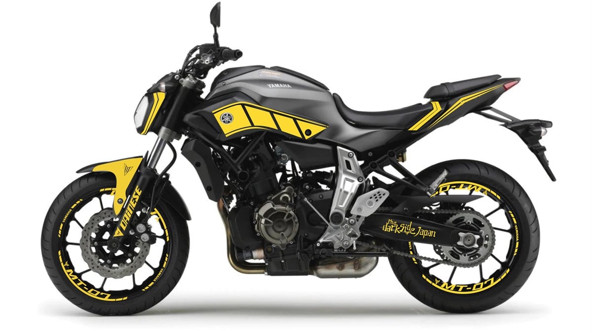 Yamaha MT-07 Neon Sarı Takım Sticker Modeli