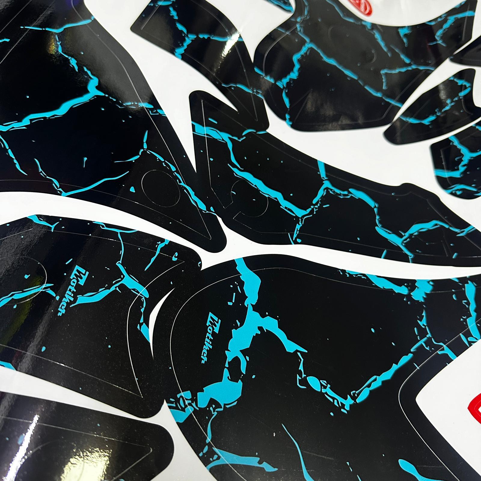 MT-25Yamaha MT-25 2020 - 2023 Sticker Şimşek Desen Kaplama Sticker Etiket Modeli Turkuaz